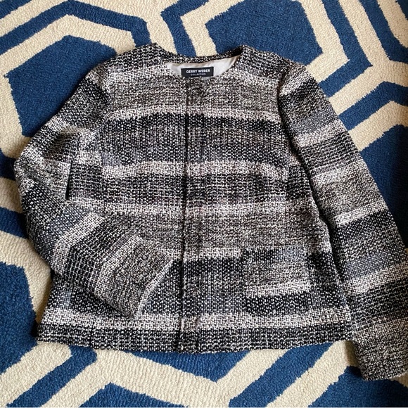 🖤 GERRY WEBER BLACK GREY TWEED WOOL BLEND JACKET! - Picture 7 of 14
